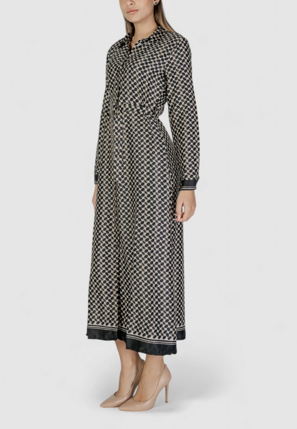 Vestito lungo Only onljane life l/s belt shirt ptm Nero - Foto 2
