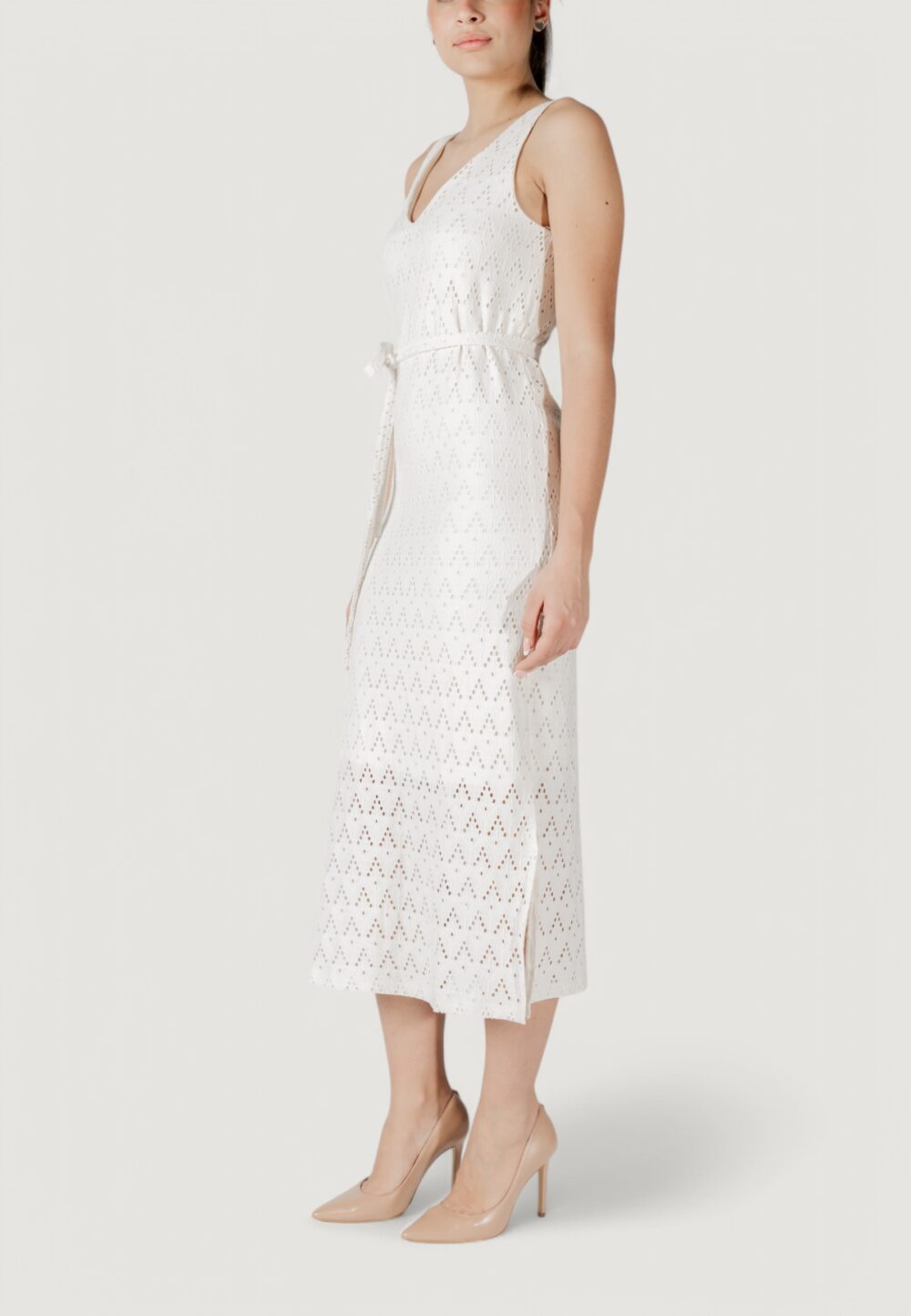 Vestito midi Vila Clothes viamalina v-neck s/l midi/pb Beige chiaro - Foto 2