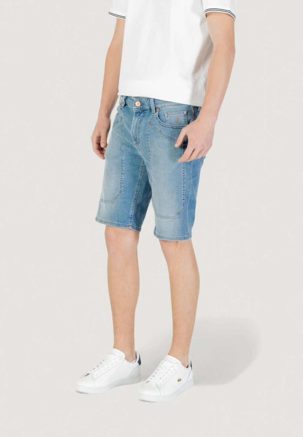 Bermuda Jeckerson jayden 5 tasche toppa slim Denim chiaro - Foto 4