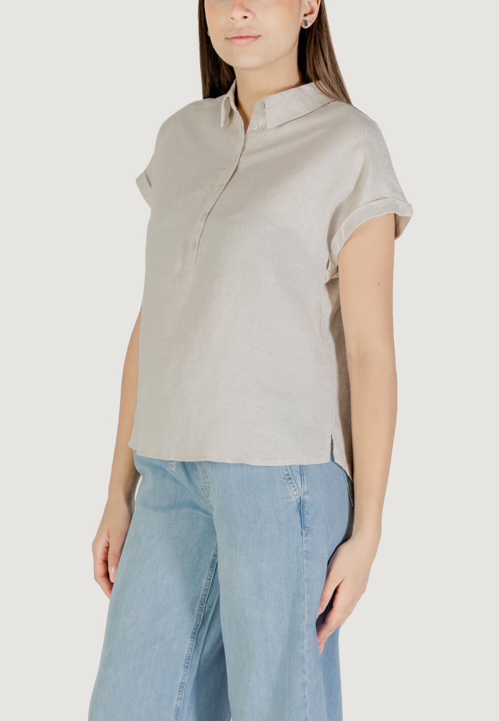 Blusa manica corta Street One shirtcollarblouse Avorio - Foto 2