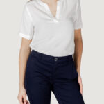 Blusa manica corta Street One qr splitneck blouse w turn-up Bianco - Foto 1
