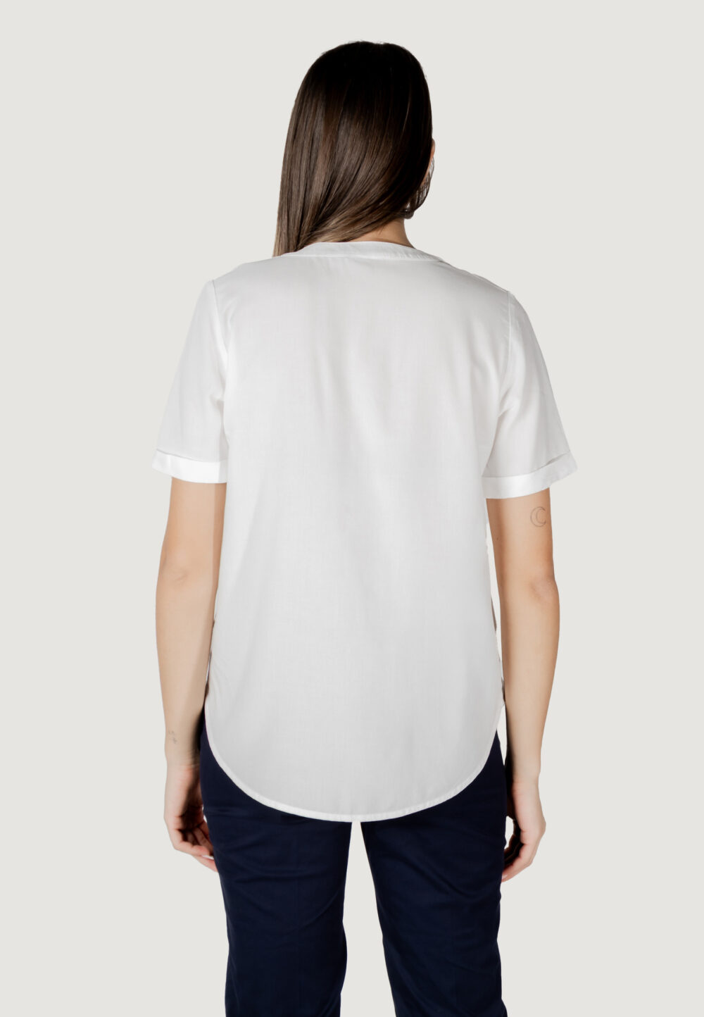 Blusa manica corta Street One qr splitneck blouse w turn-up Bianco - Foto 4
