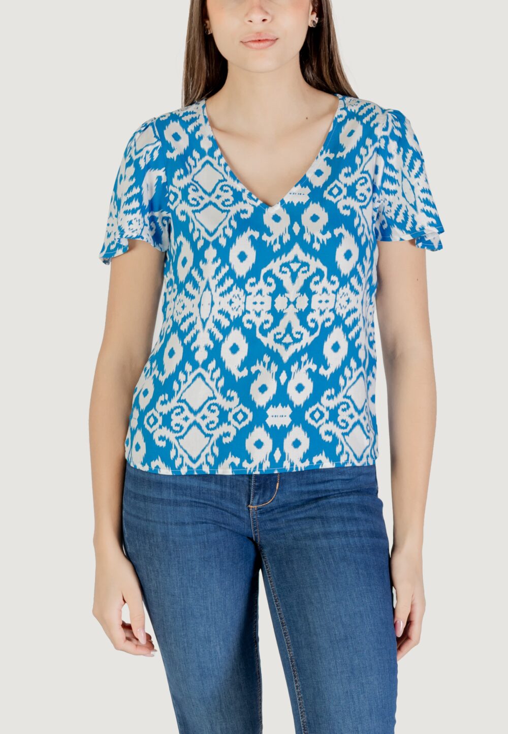 Blusa manica corta Vero Moda vmeasy joy v-neck ss wvn ga Celeste - Foto 1
