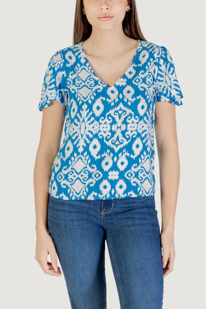 Blusa manica corta Vero Moda vmeasy joy v-neck ss wvn ga Celeste