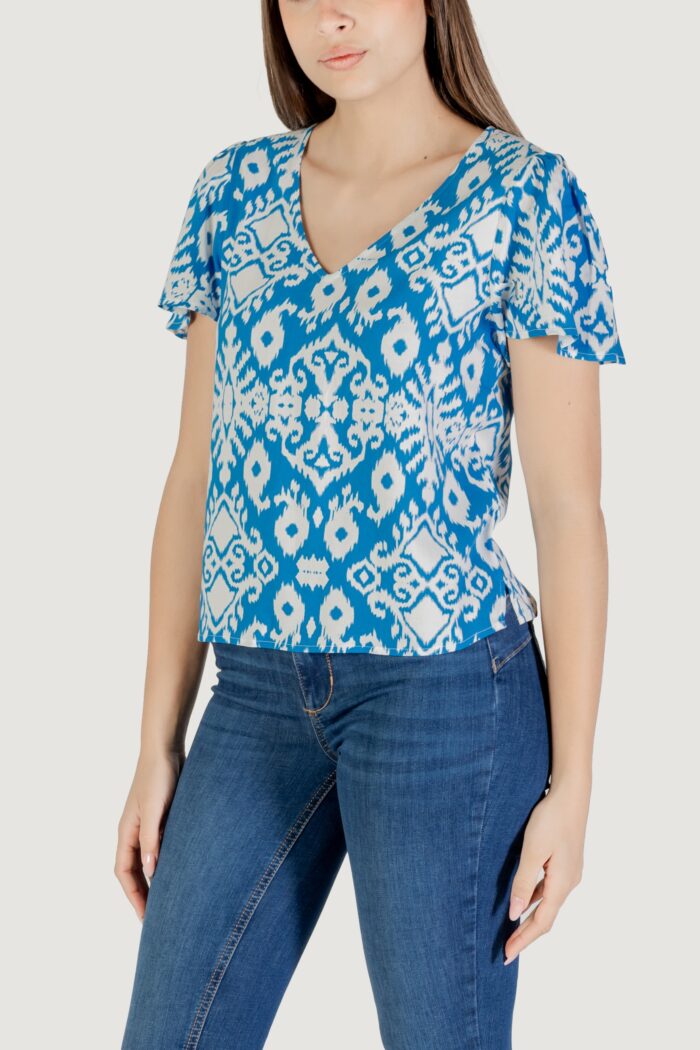 Blusa manica corta Vero Moda vmeasy joy v-neck ss wvn ga Celeste