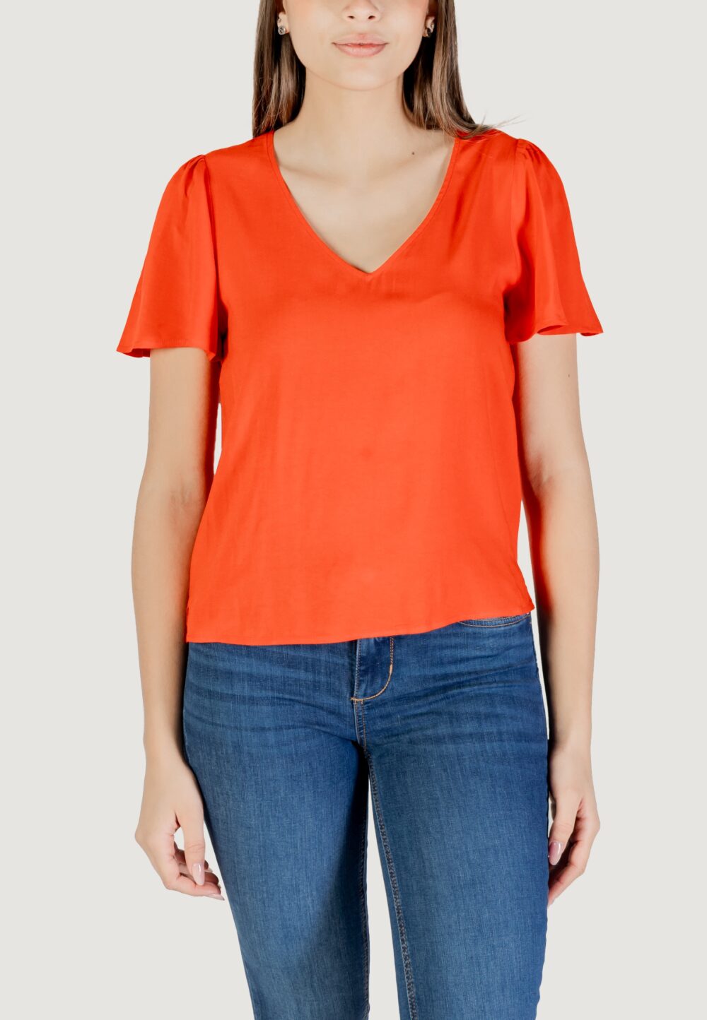 Blusa manica corta Vero Moda vmeasy joy v-neck ss wvn ga Rosso - Foto 1