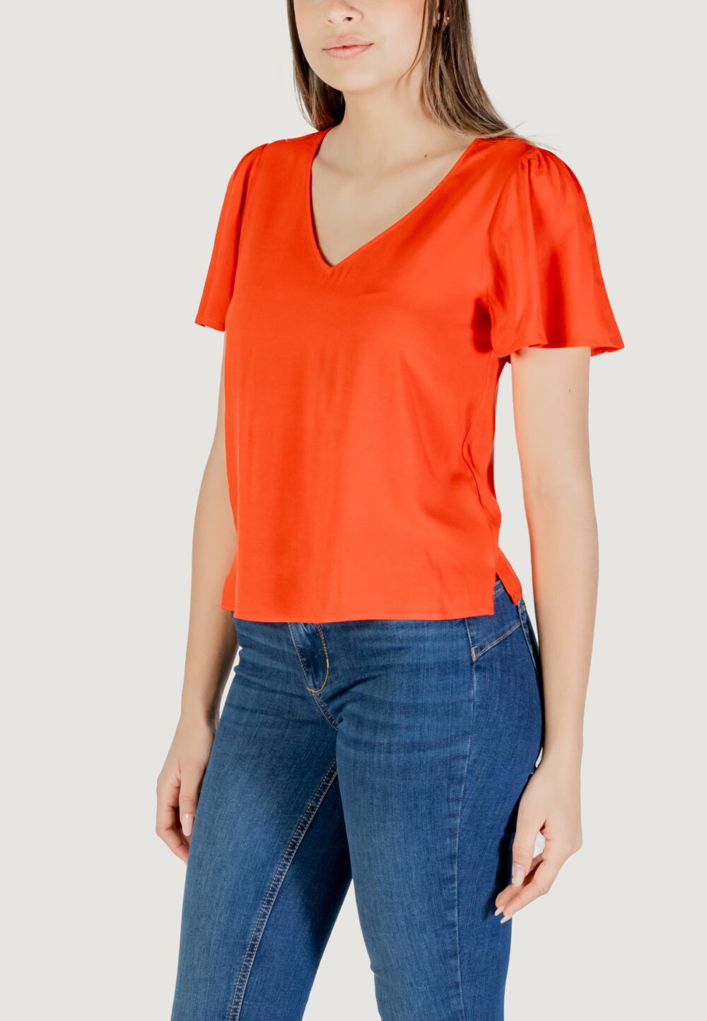Blusa manica corta Vero Moda vmeasy joy v-neck ss wvn ga Rosso - Foto 2