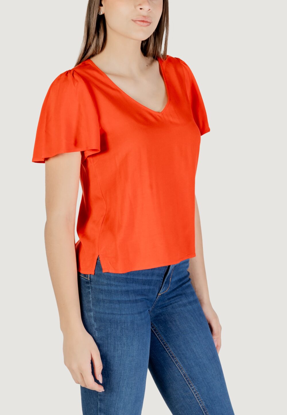 Blusa manica corta Vero Moda vmeasy joy v-neck ss wvn ga Rosso - Foto 3