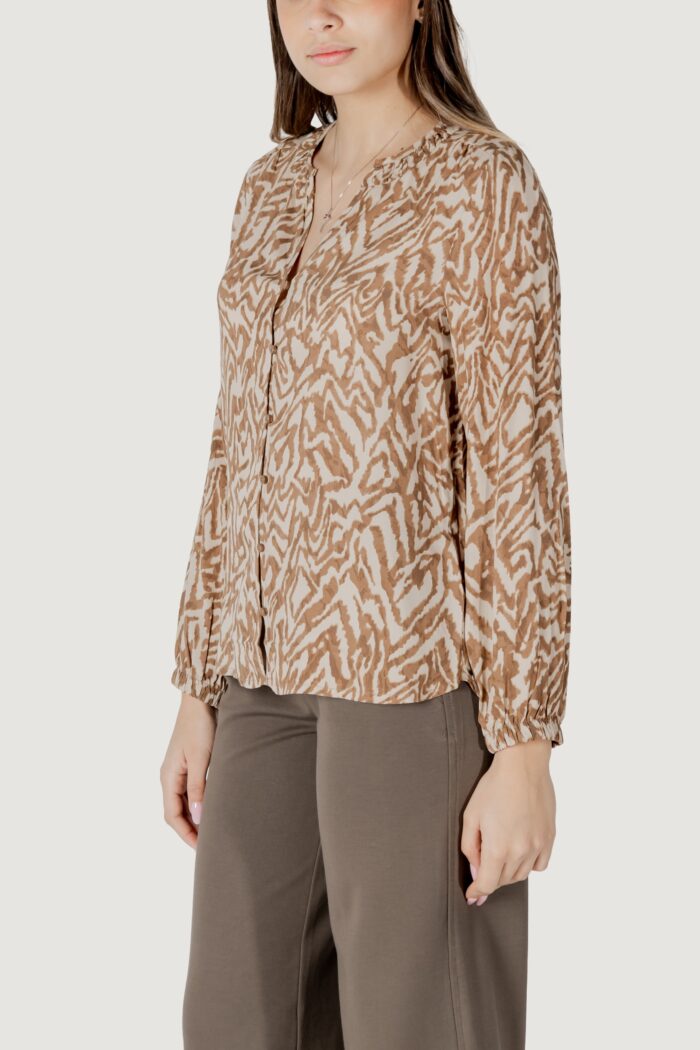 Bluse manica lunga Street One buttoned tunic blouse w collar Beige