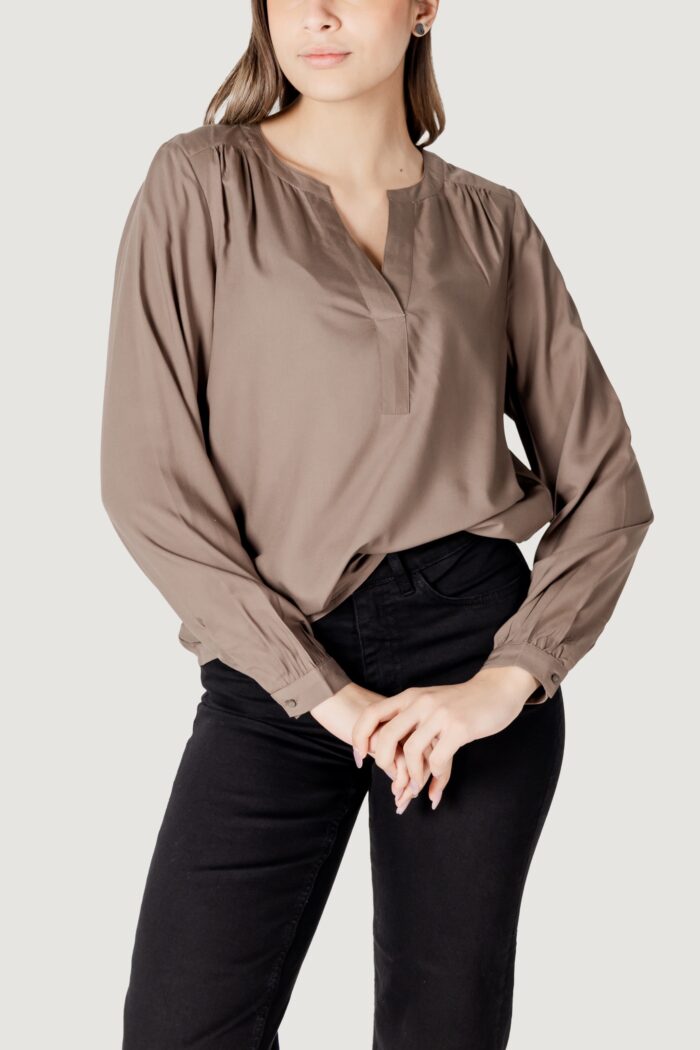 Bluse manica lunga Street One splitneck tunic blouse Beige scuro