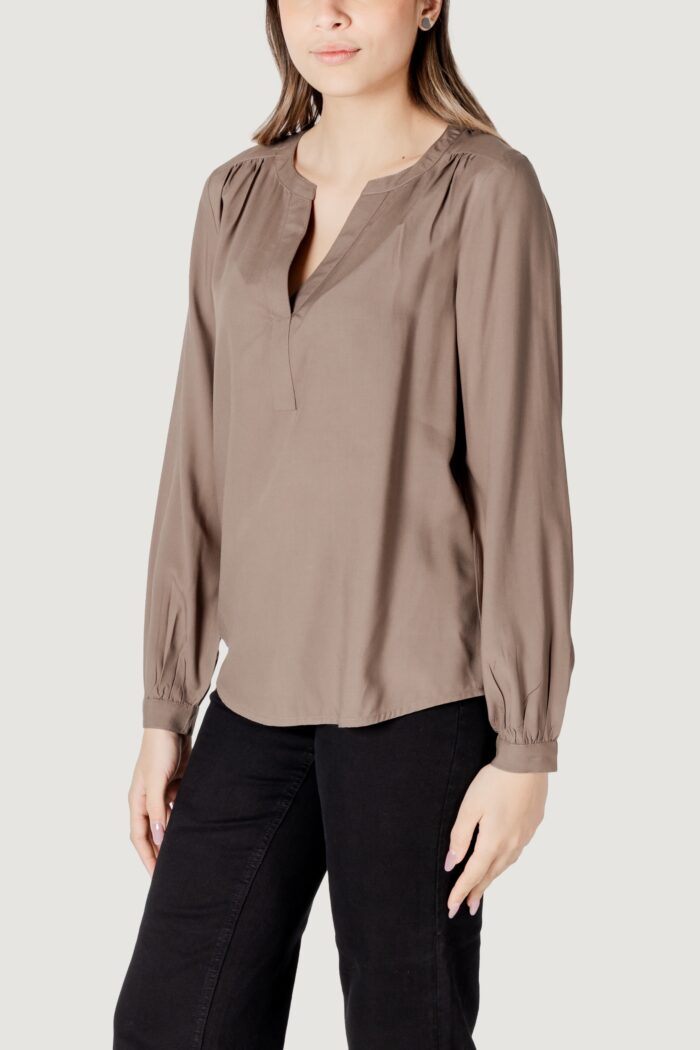 Bluse manica lunga Street One splitneck tunic blouse Beige scuro