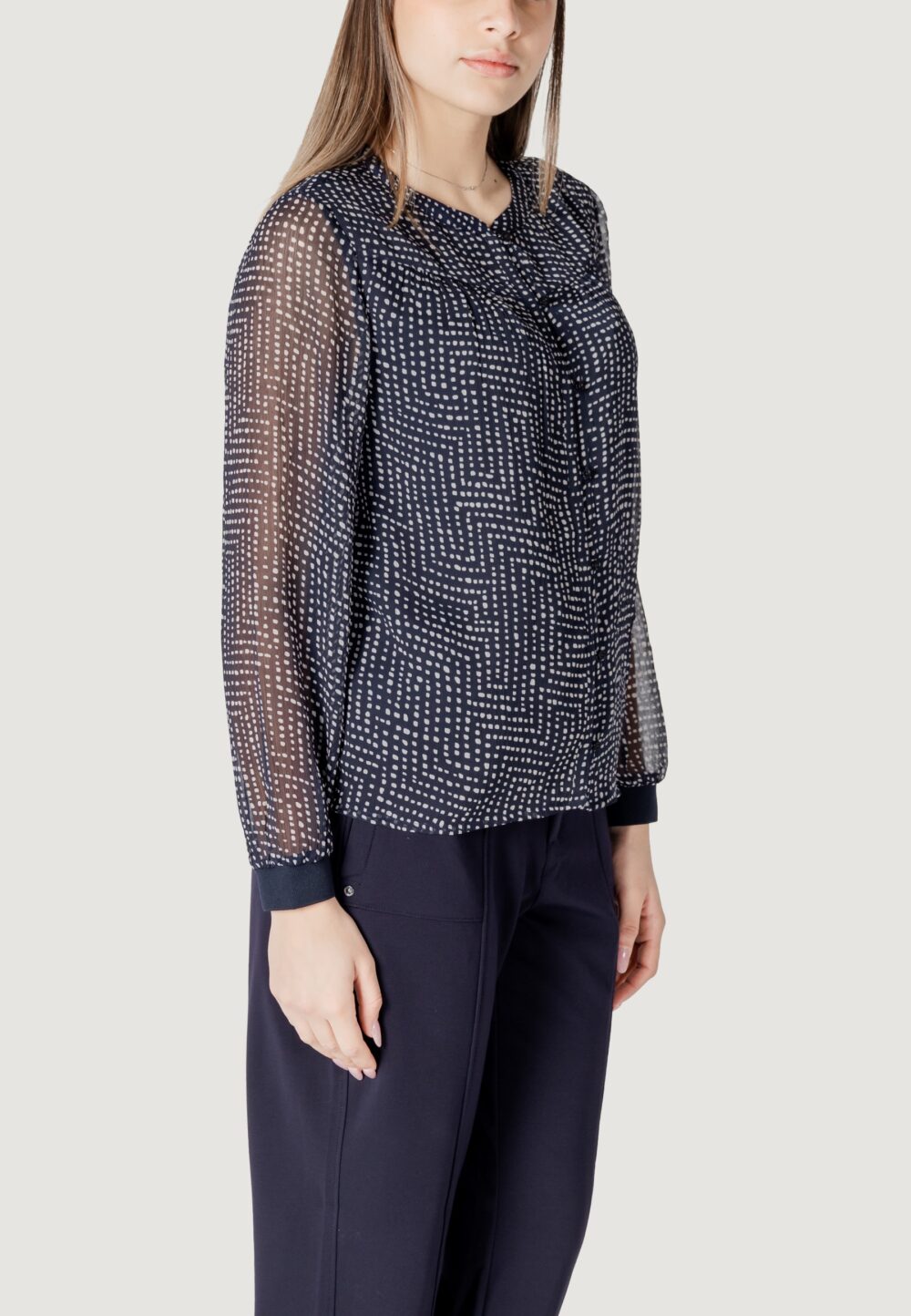 Bluse manica lunga Street One printed chiffon blouse w placket detail Blue scuro - Foto 3