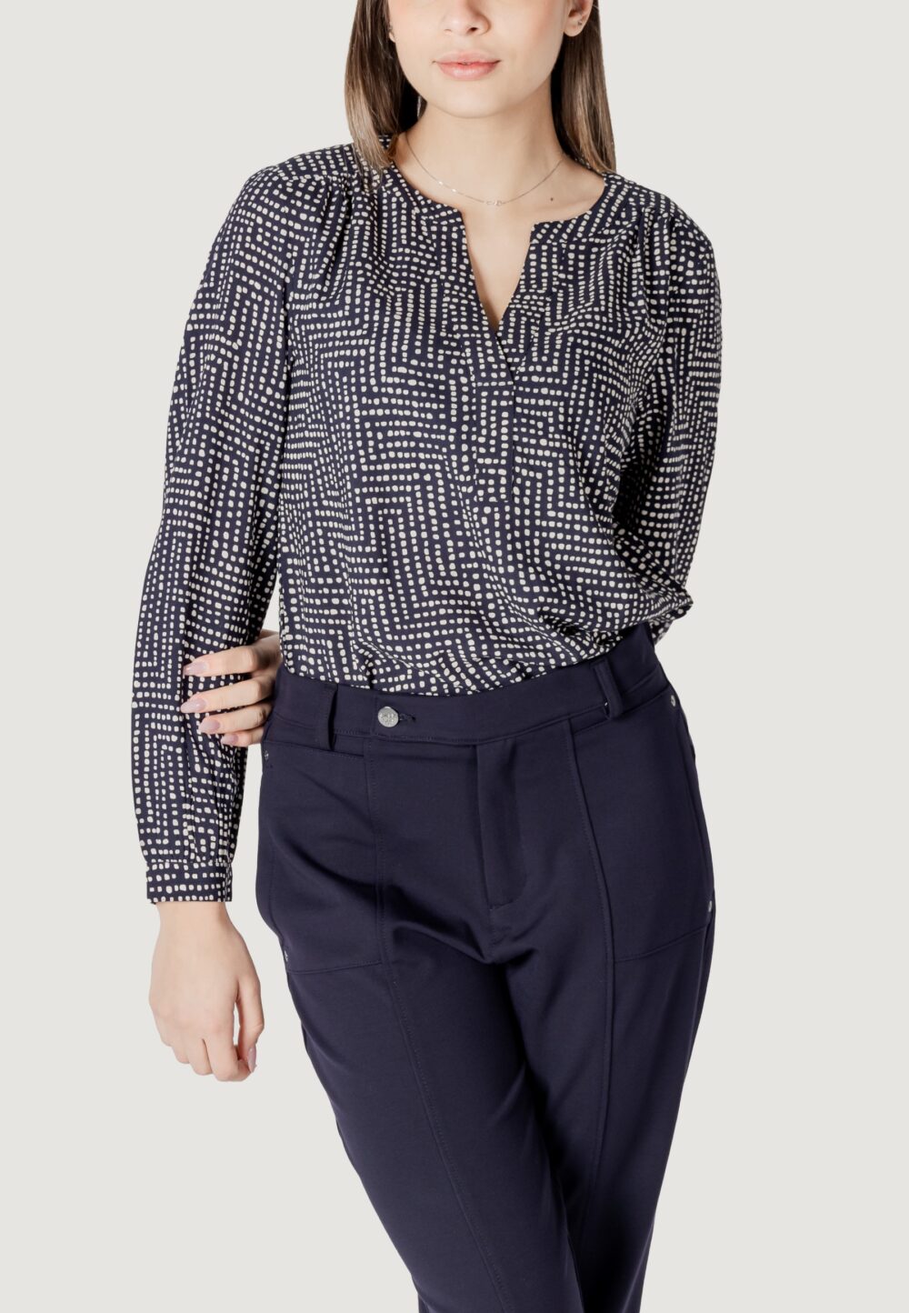 Bluse manica lunga Street One splitneck tunic blouse Blue scuro - Foto 1