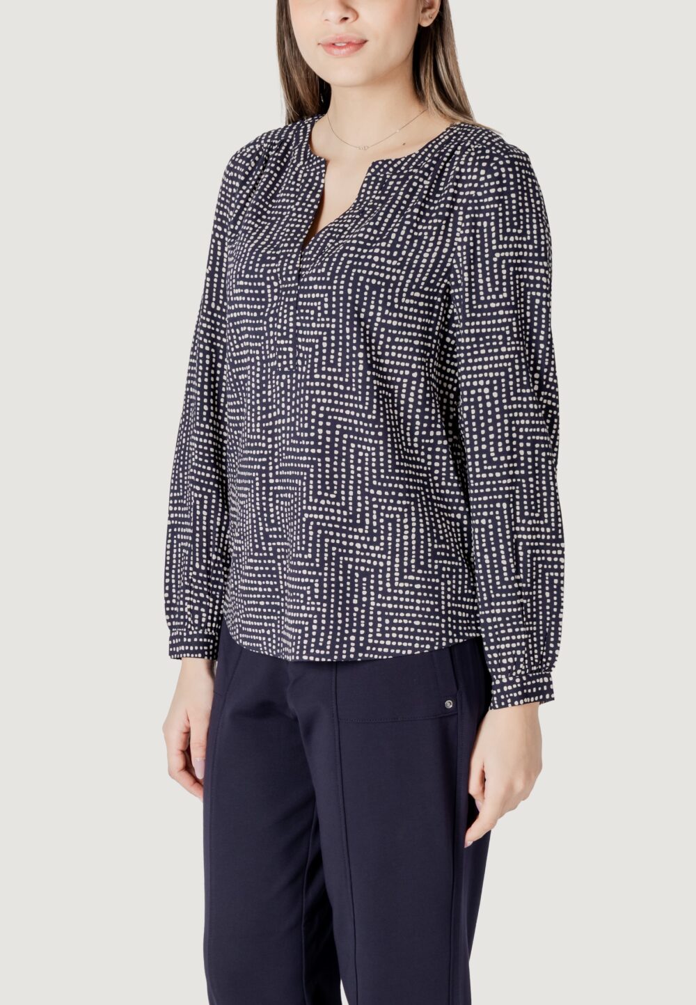 Bluse manica lunga Street One splitneck tunic blouse Blue scuro - Foto 2