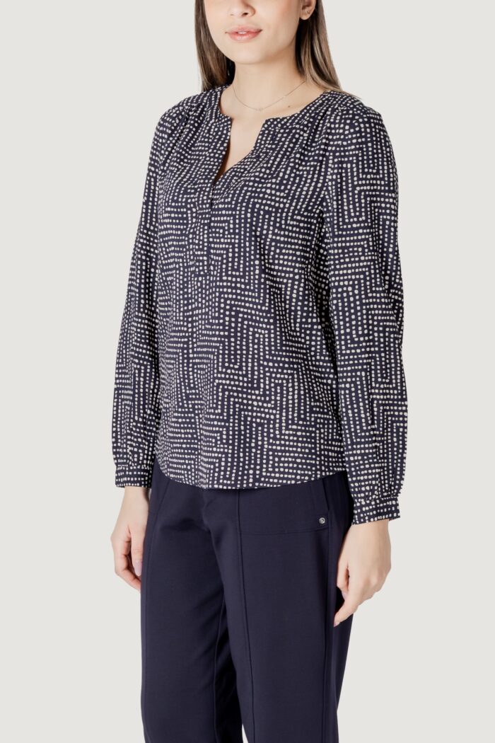 Bluse manica lunga Street One splitneck tunic blouse Blue scuro