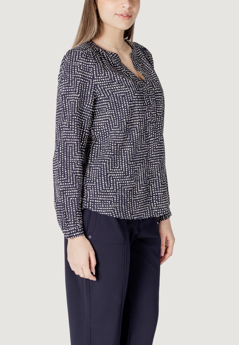 Bluse manica lunga Street One splitneck tunic blouse Blue scuro - Foto 3