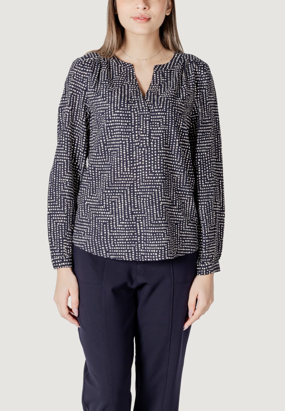 Bluse manica lunga Street One splitneck tunic blouse Blue scuro - Foto 5