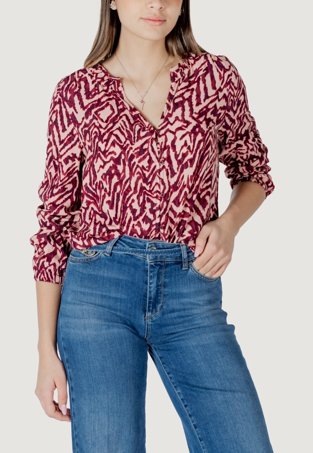 Bluse manica lunga Street One buttoned tunic blouse w collar Rosa - Foto 1