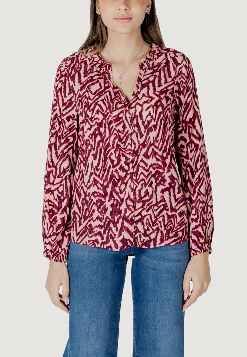 Bluse manica lunga Street One buttoned tunic blouse w collar Rosa - Foto 5
