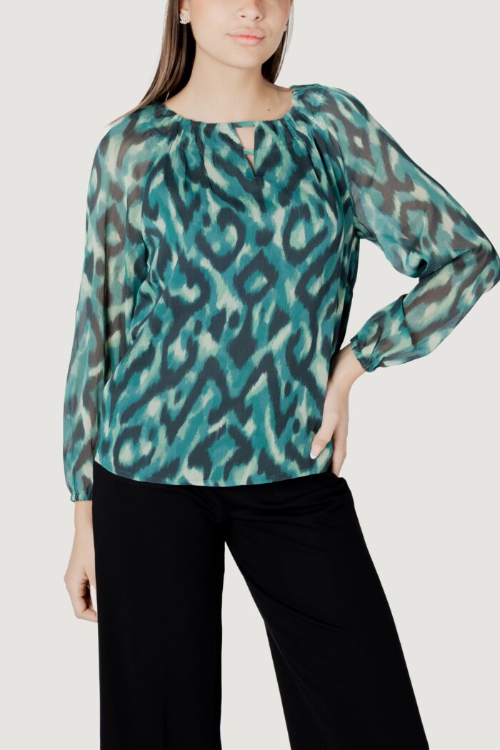Bluse manica lunga Street One chiffon roundneckblouse w slit Verde