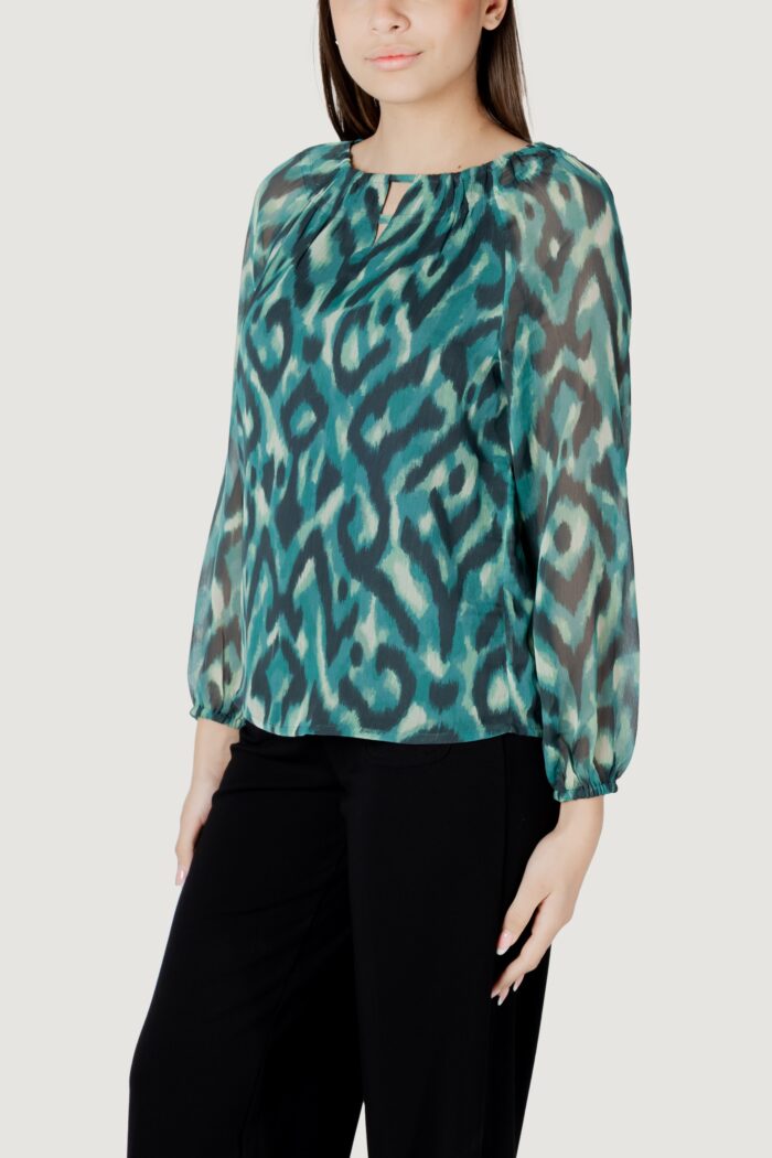 Bluse manica lunga Street One chiffon roundneckblouse w slit Verde