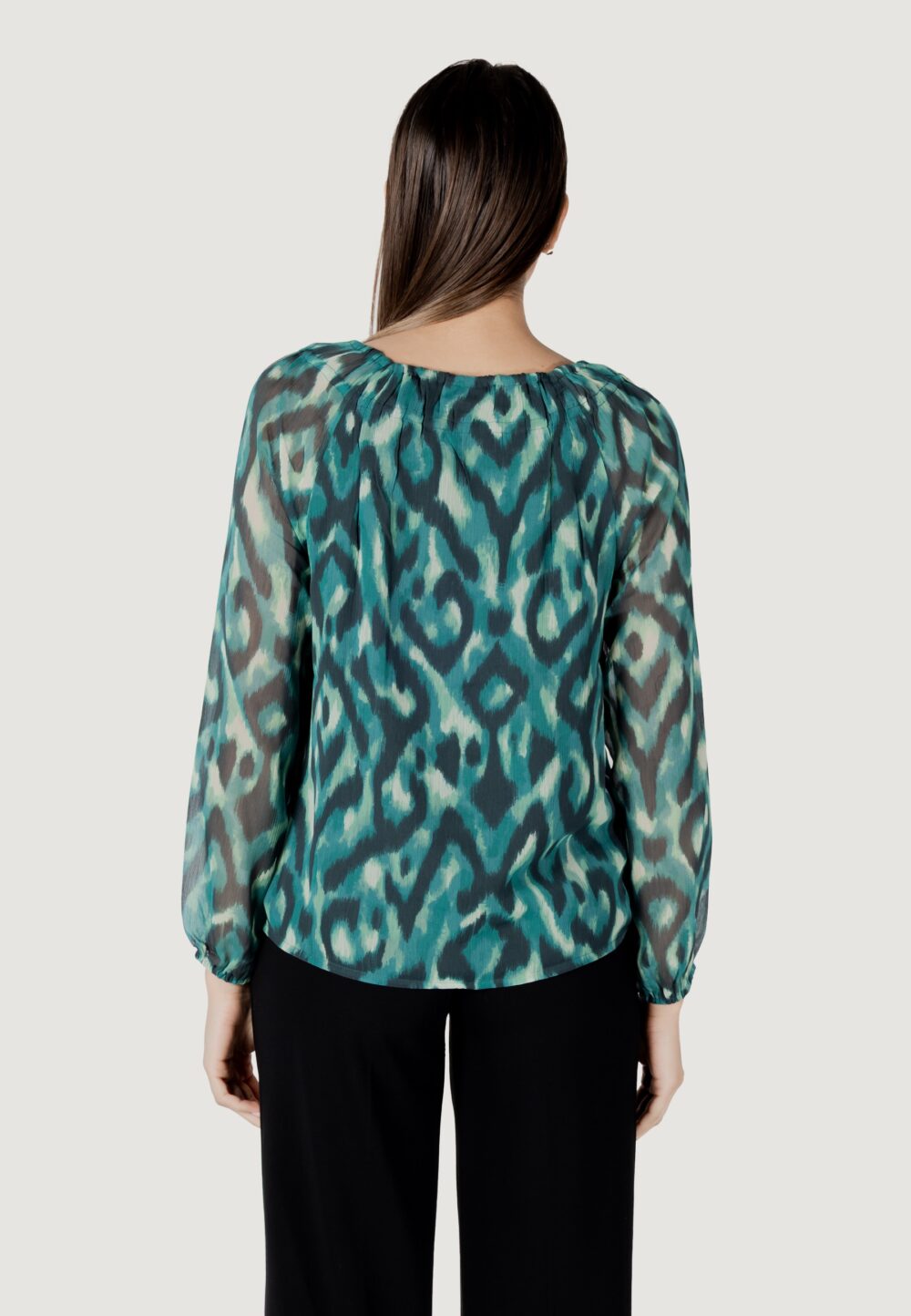 Bluse manica lunga Street One chiffon roundneckblouse w slit Verde - Foto 4