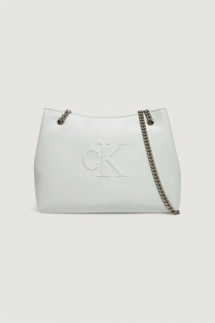 Borsa Calvin Klein Jeans sculpted chain shoulder Grigio Chiaro