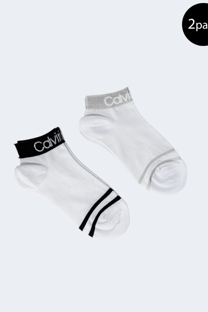 Calzini Calvin Klein quarter 2p logo Bianco