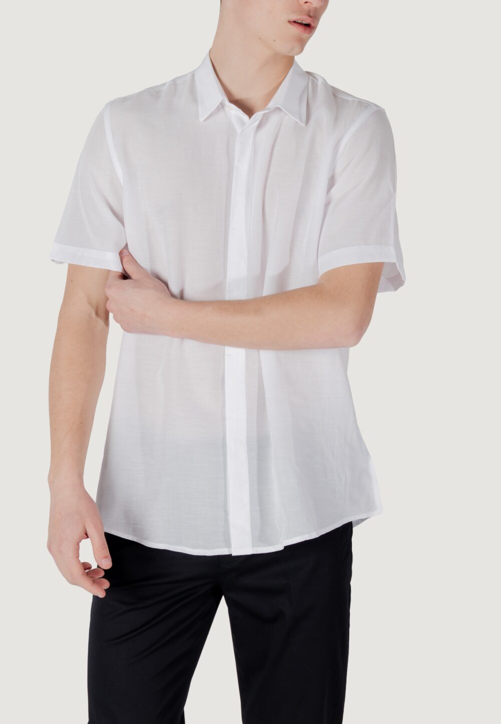 Camicia manica corta Antony Morato adalia regular fit with logoed metal badge Bianco - Foto 1