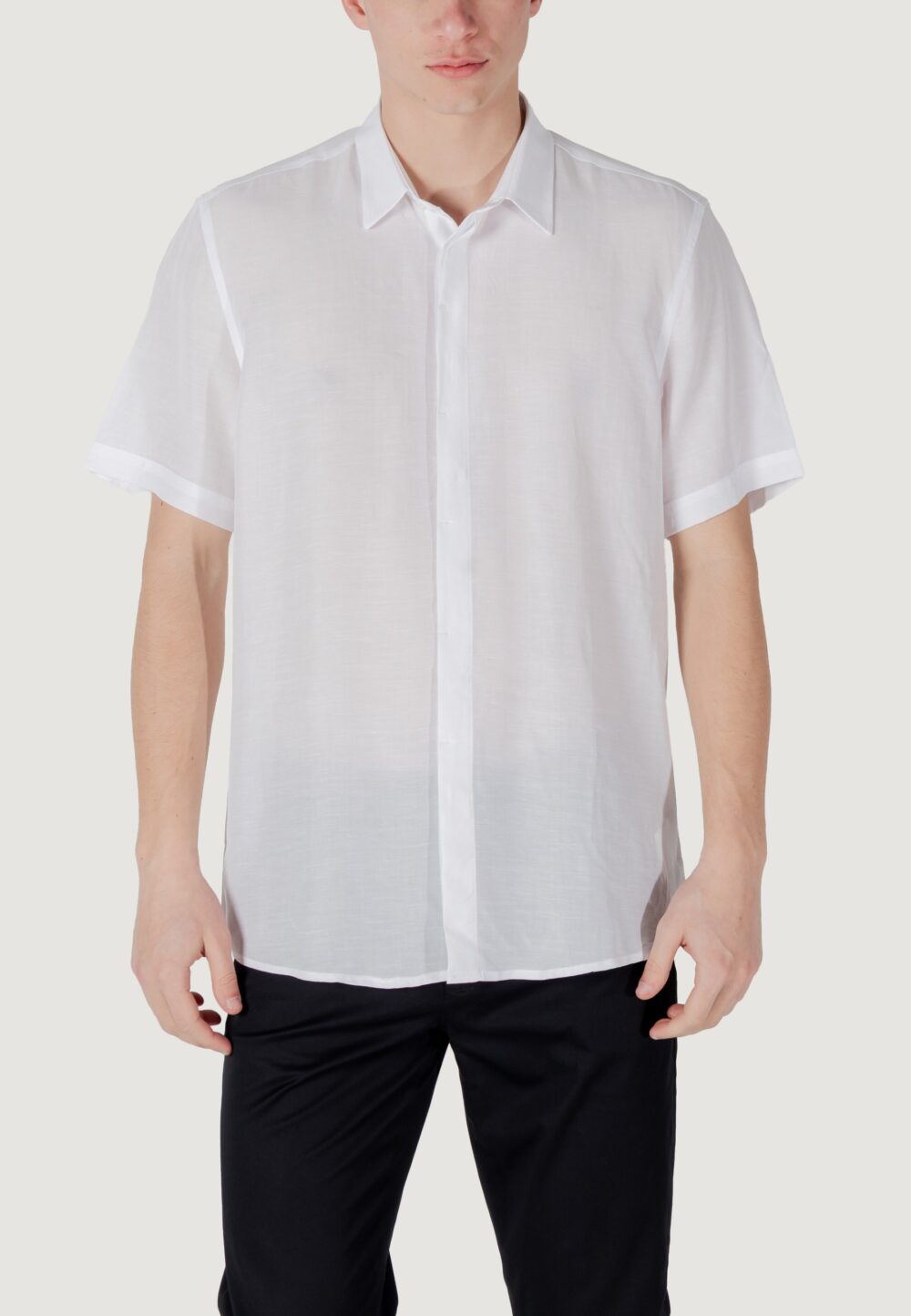 Camicia manica corta Antony Morato adalia regular fit with logoed metal badge Bianco - Foto 5