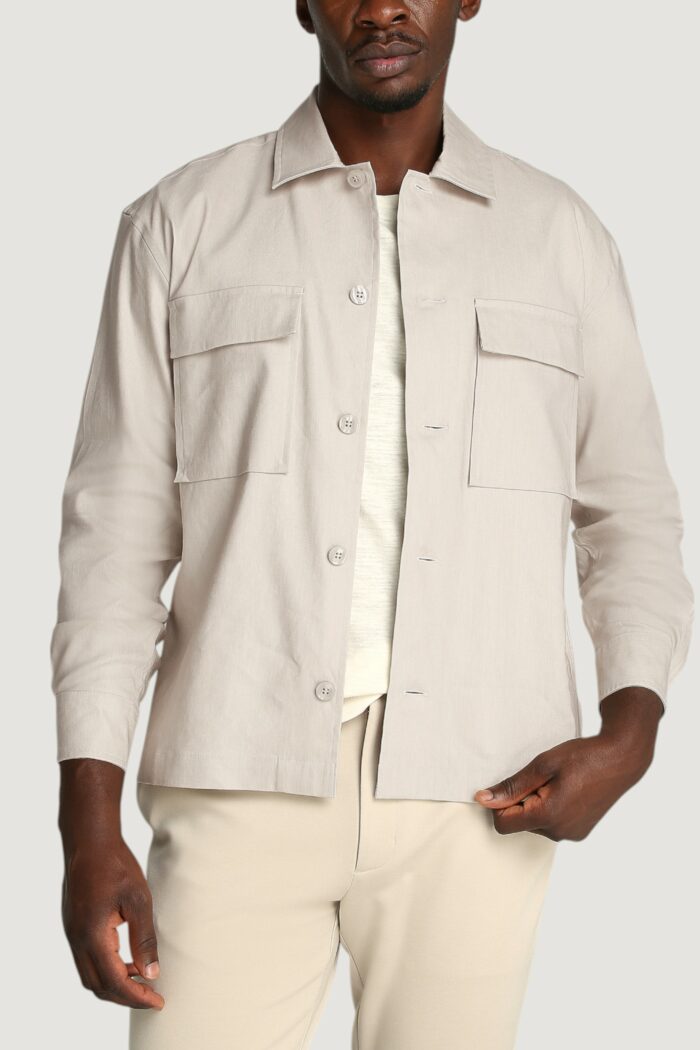 Camicia manica lunga Calvin Klein linen lyocell stretch Beige chiaro
