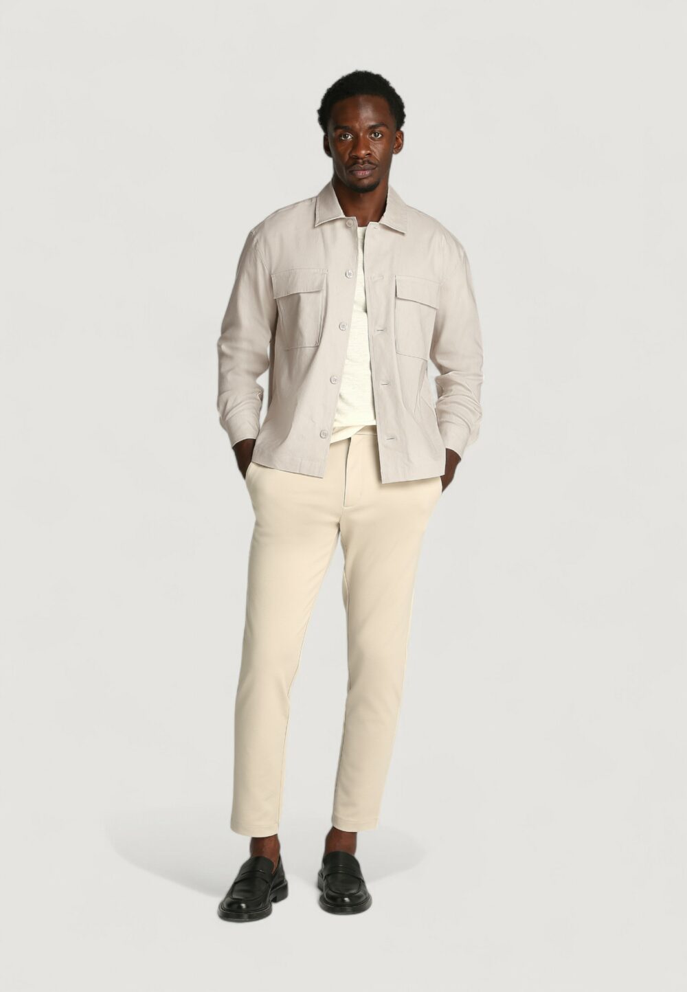Camicia manica lunga Calvin Klein linen lyocell stretch Beige chiaro - Foto 4