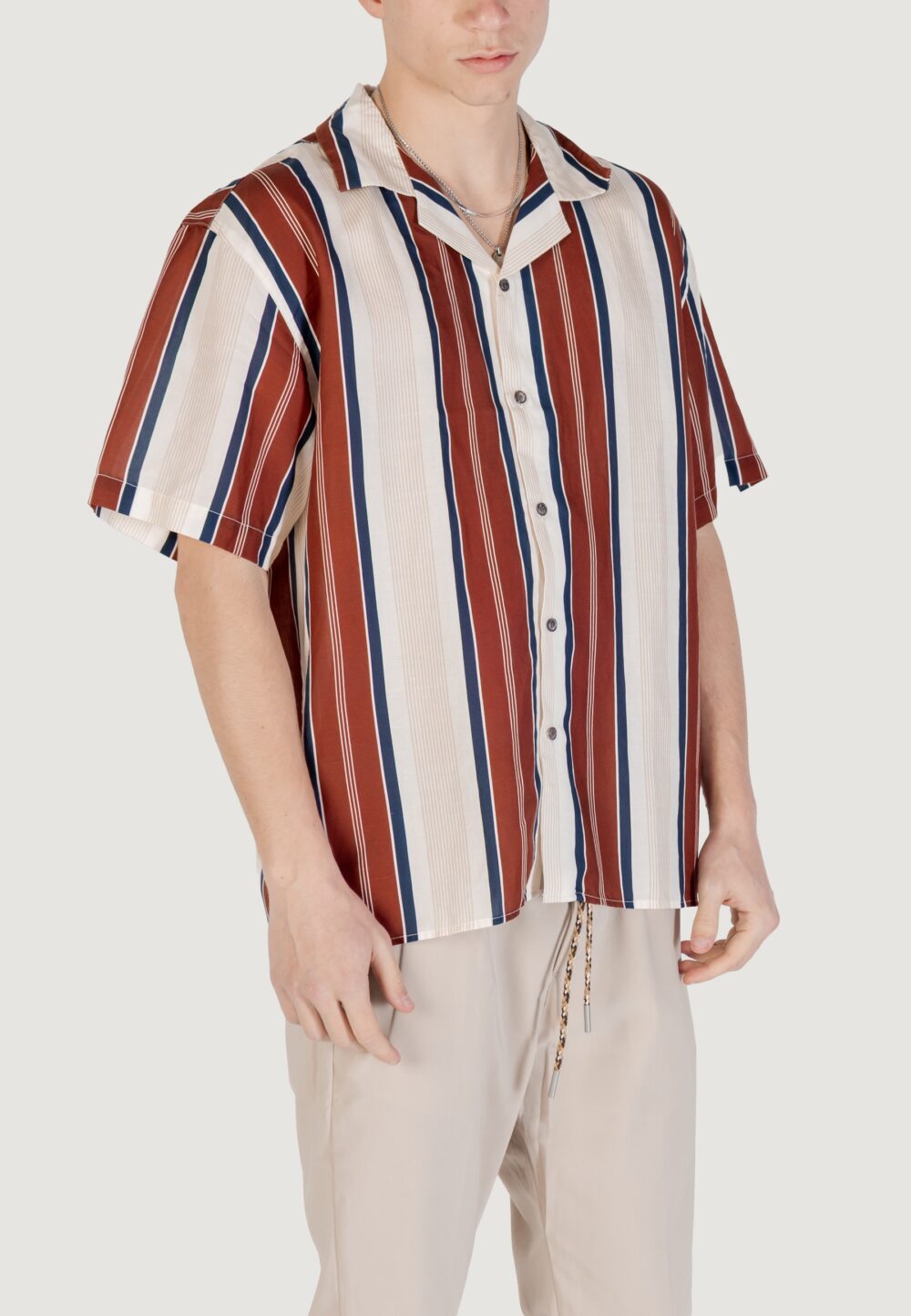Camicia manica corta Gianni Lupo Beige - Foto 3