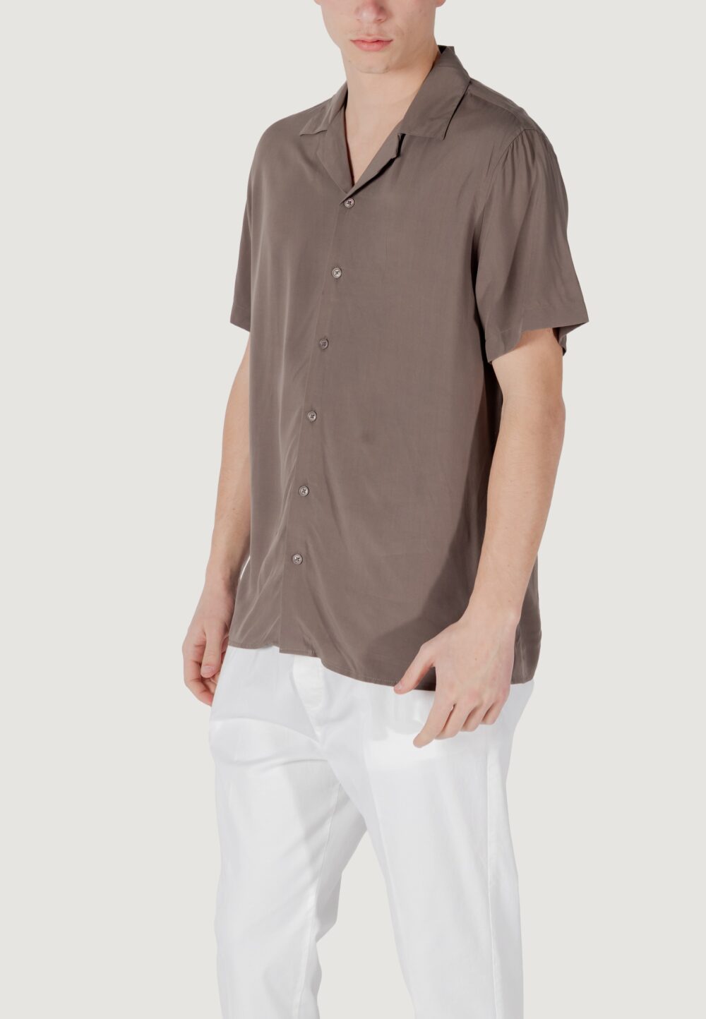Camicia manica corta Gianni Lupo Terra - Fango - Foto 3