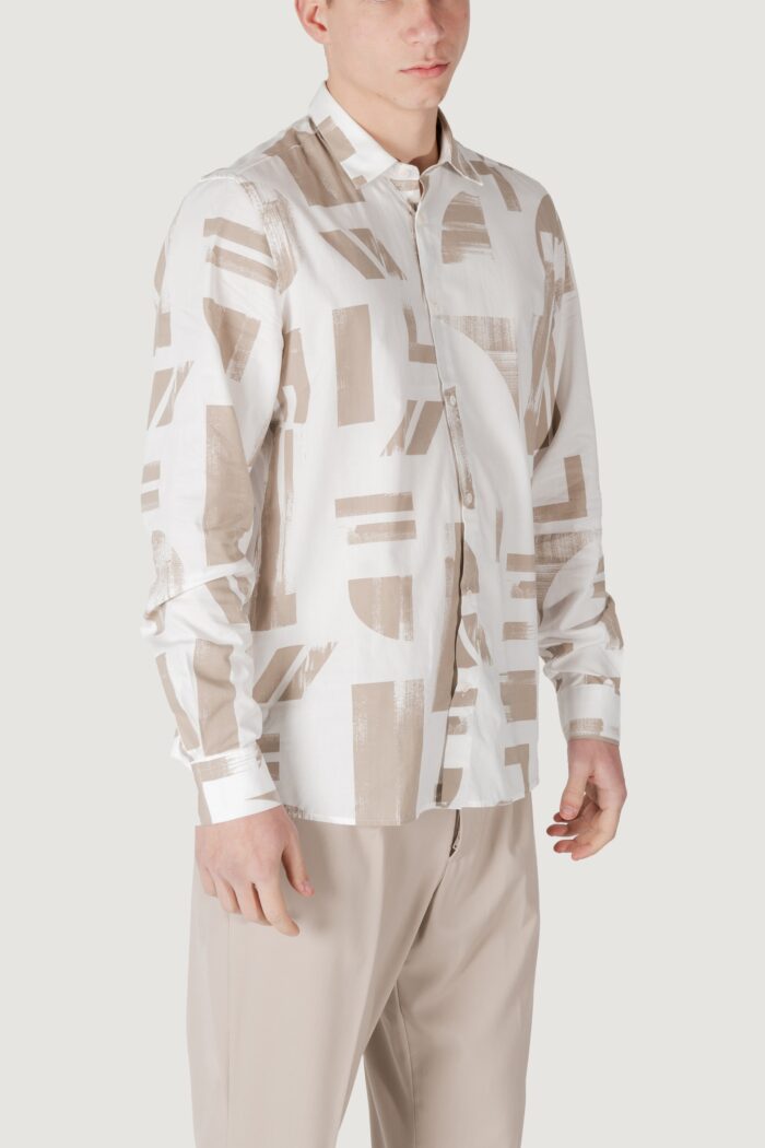 Camicia manica lunga Antony Morato barcelona regular straight fit with logoed metal badge Beige