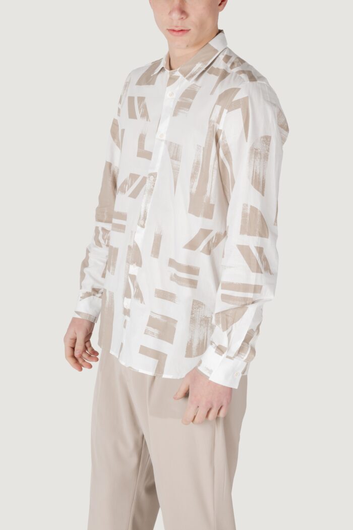 Camicia manica lunga Antony Morato barcelona regular straight fit with logoed metal badge Beige