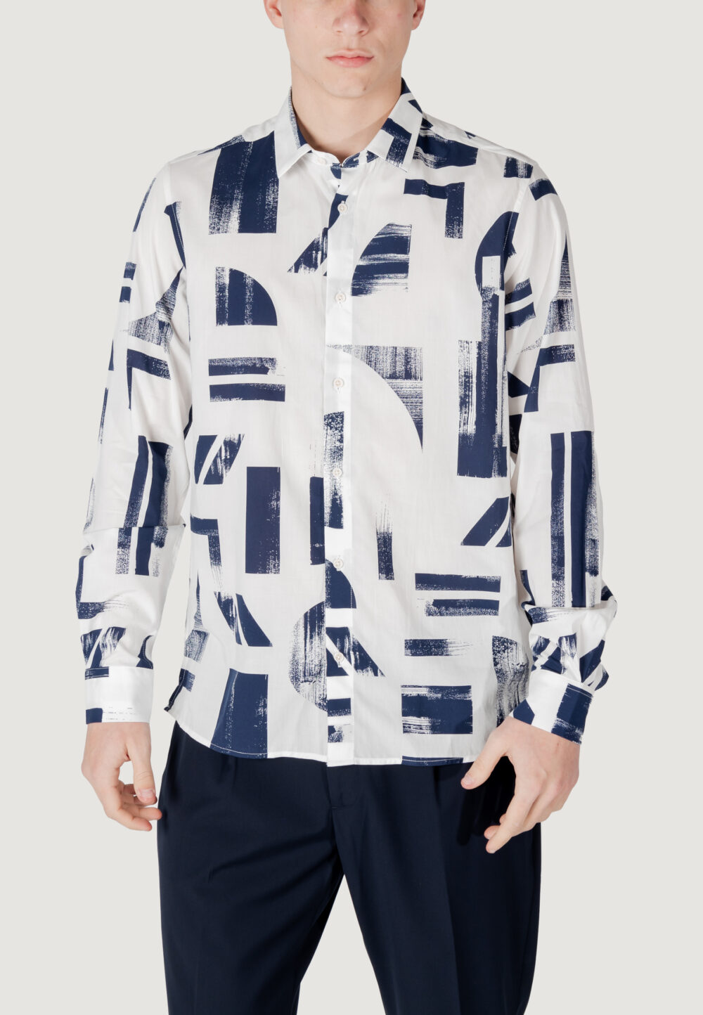 Camicia manica lunga Antony Morato barcelona regular straight fit with logoed metal badge Blu - Foto 1