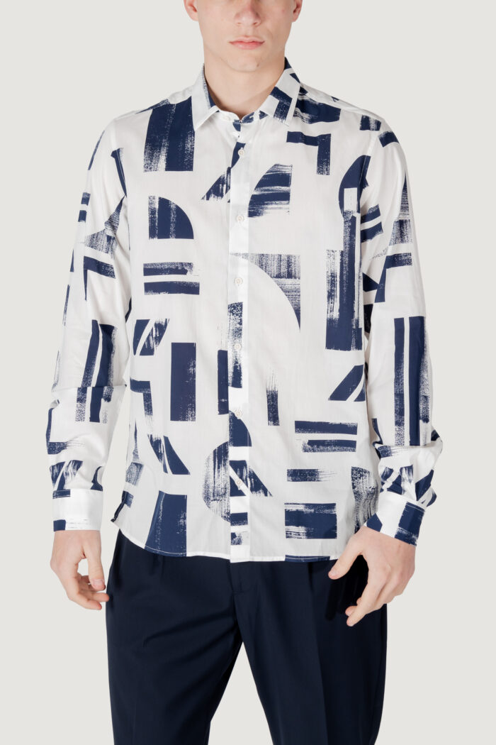 Camicia manica lunga Antony Morato barcelona regular straight fit with logoed metal badge Blu