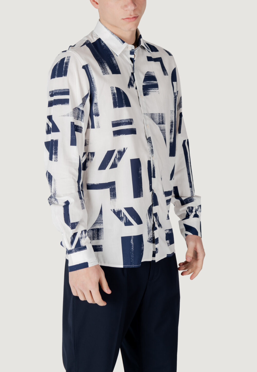 Camicia manica lunga Antony Morato barcelona regular straight fit with logoed metal badge Blu - Foto 3