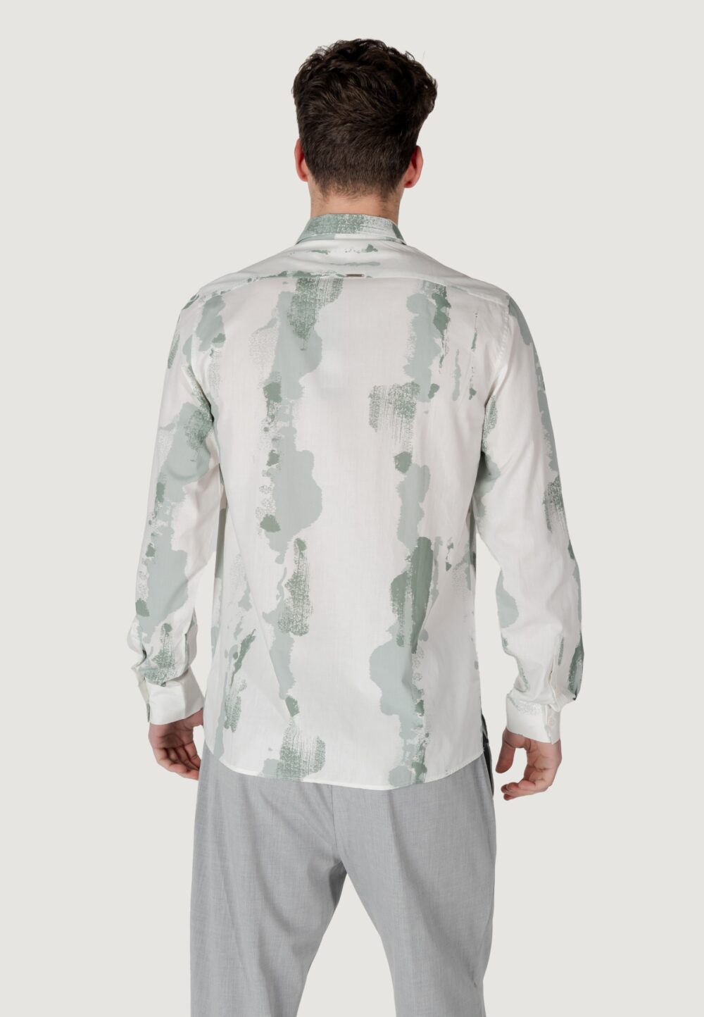 Camicia manica lunga Antony Morato barcelona regular straight fit with logoed metal badge Verde - Foto 4