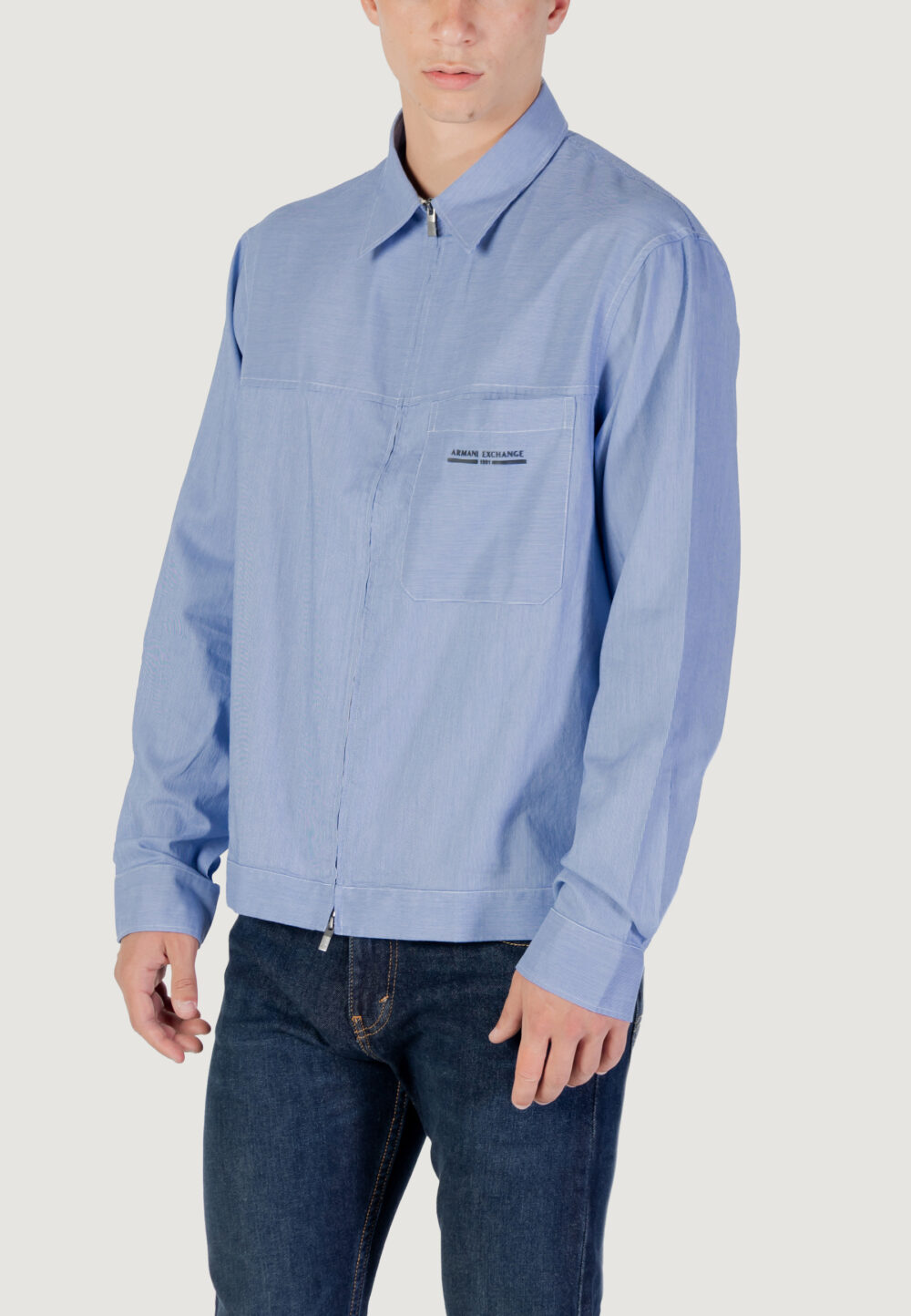 Camicia manica lunga Armani Exchange Blu - Bianco - Foto 4