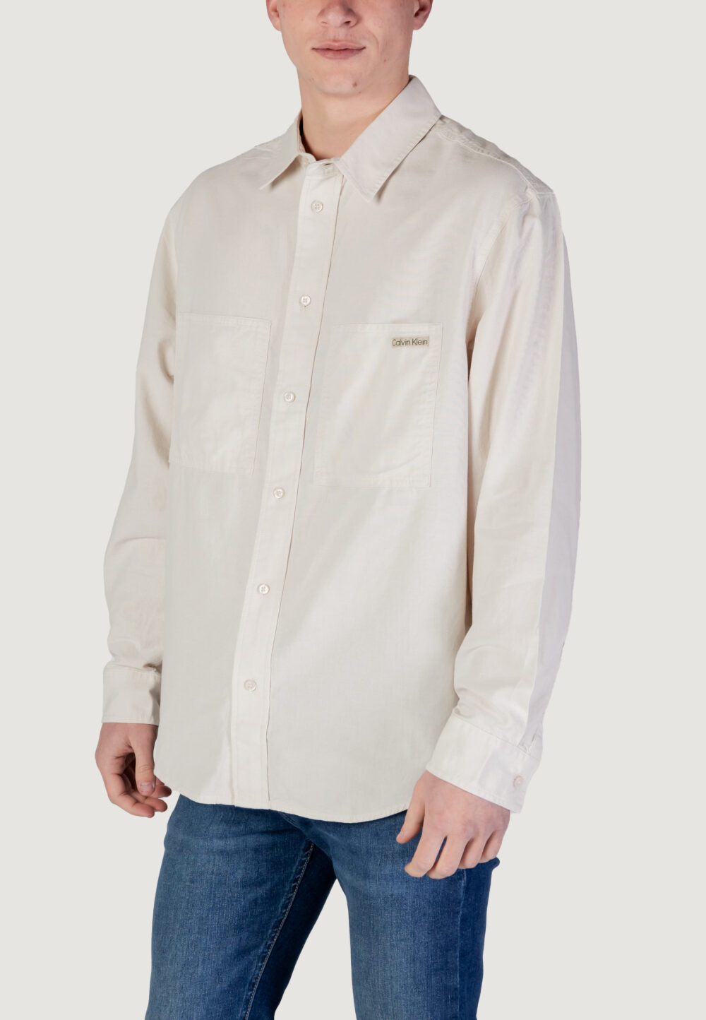 Camicia manica lunga Calvin Klein Jeans chambray Beige chiaro - Foto 2