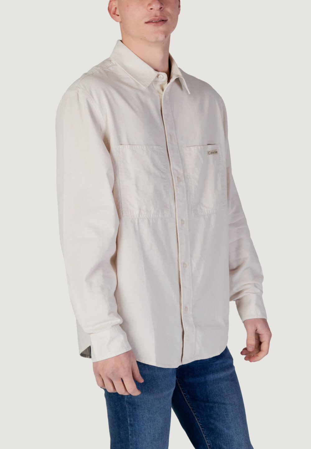 Camicia manica lunga Calvin Klein Jeans chambray Beige chiaro - Foto 3