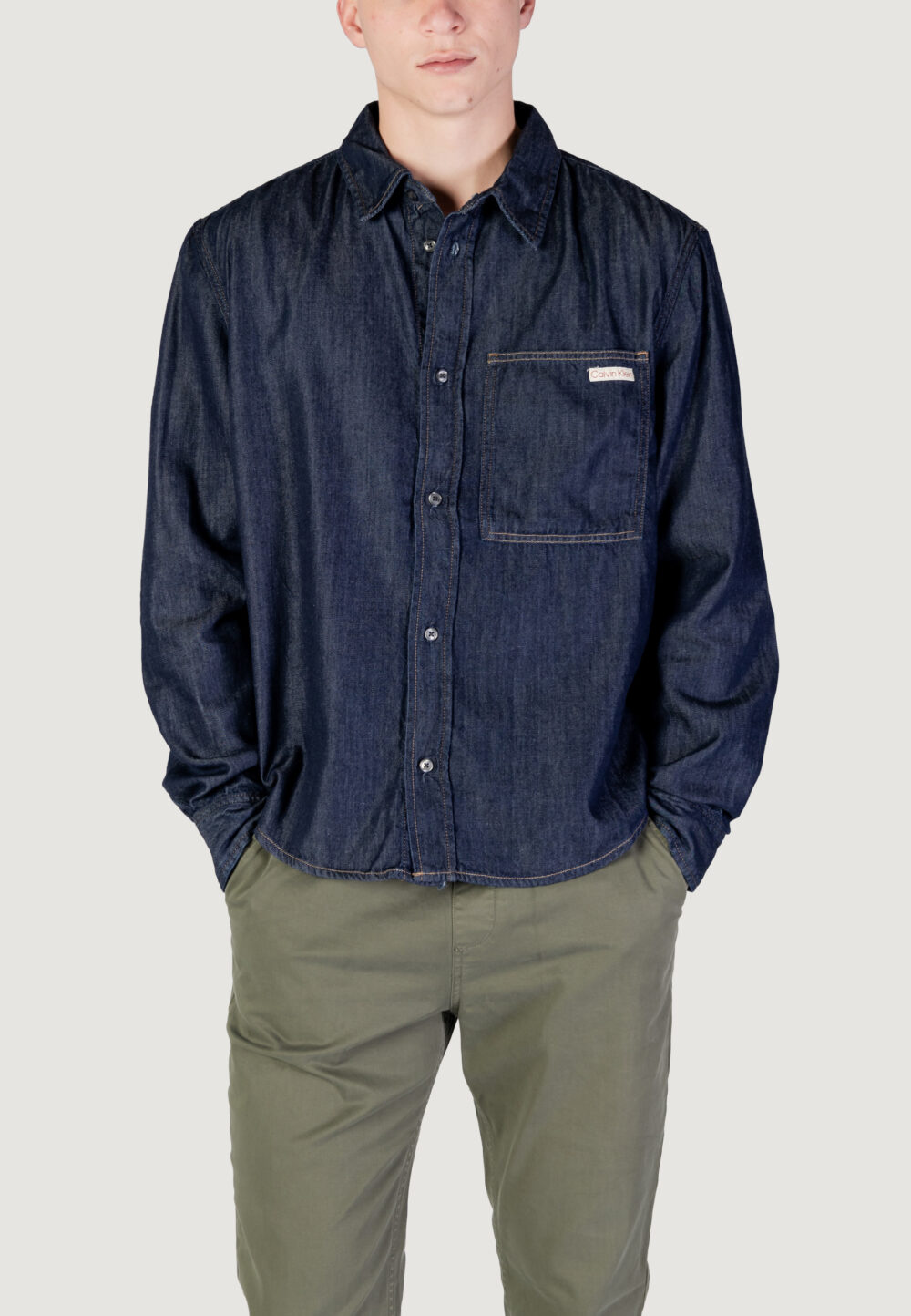 Camicia manica lunga Calvin Klein Jeans regular denim Denim scuro - Foto 1