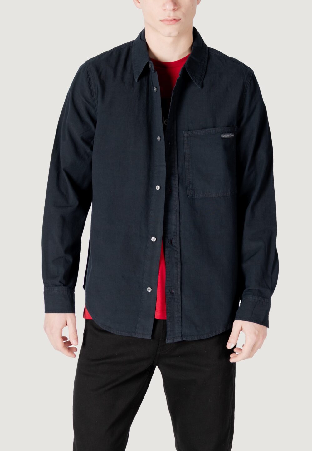 Camicia manica lunga Calvin Klein Jeans regular chambray shi Nero - Foto 1