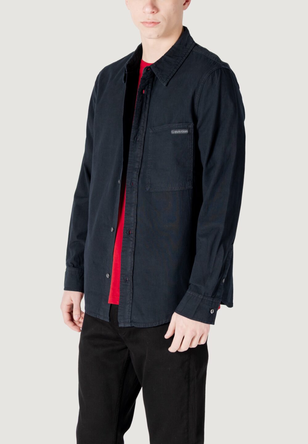 Camicia manica lunga Calvin Klein Jeans regular chambray shi Nero - Foto 2