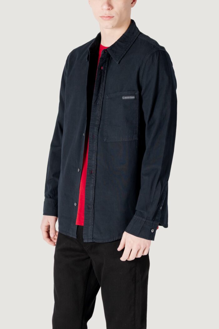 Camicia manica lunga Calvin Klein Jeans regular chambray shi Nero