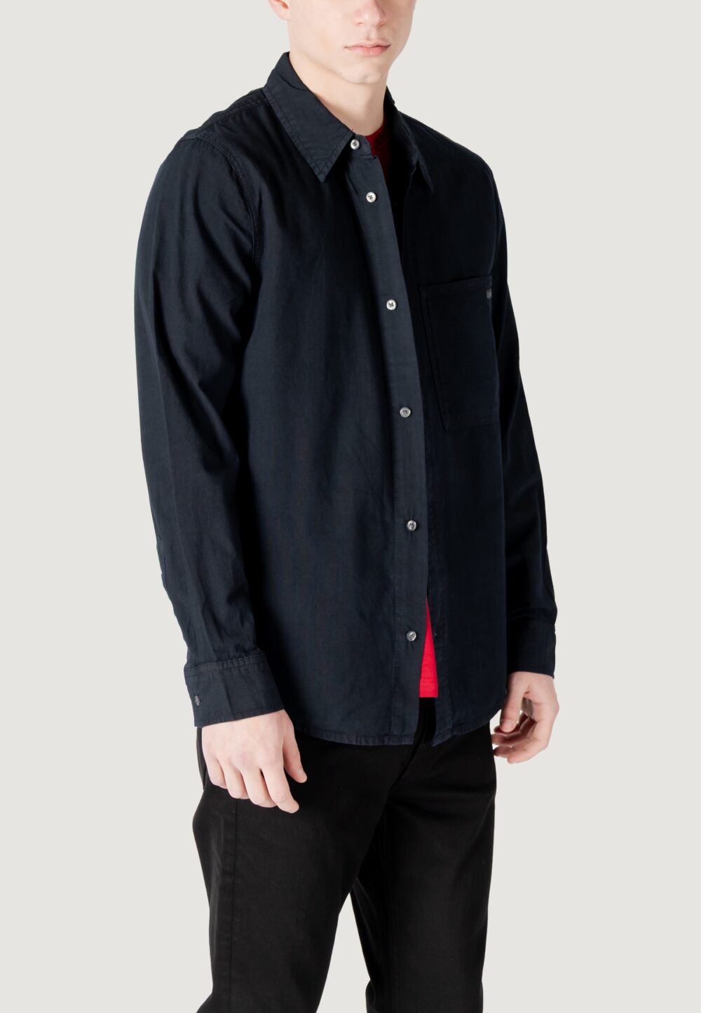 Camicia manica lunga Calvin Klein Jeans regular chambray shi Nero - Foto 3
