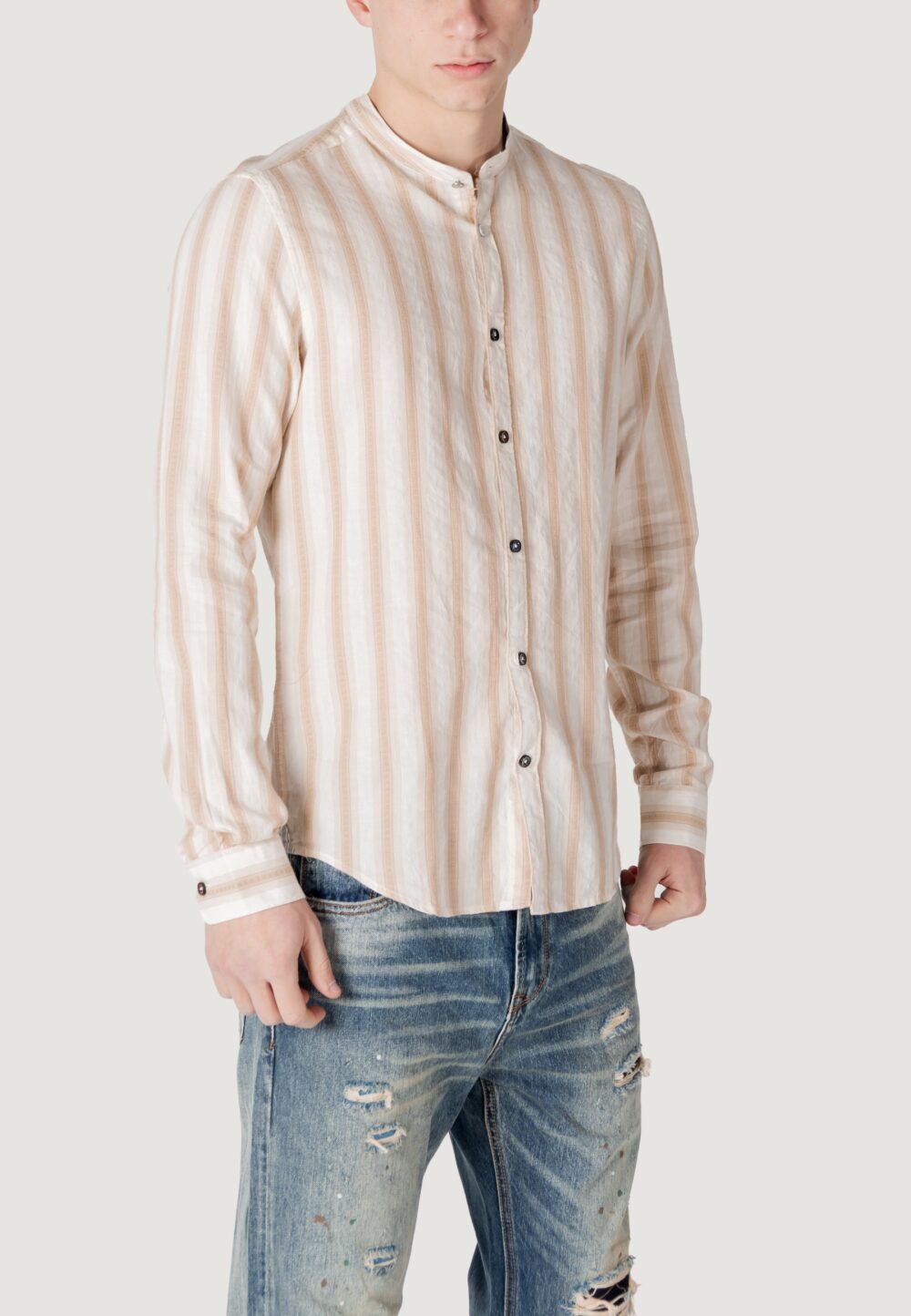 Camicia manica lunga Gianni Lupo Beige - Foto 3