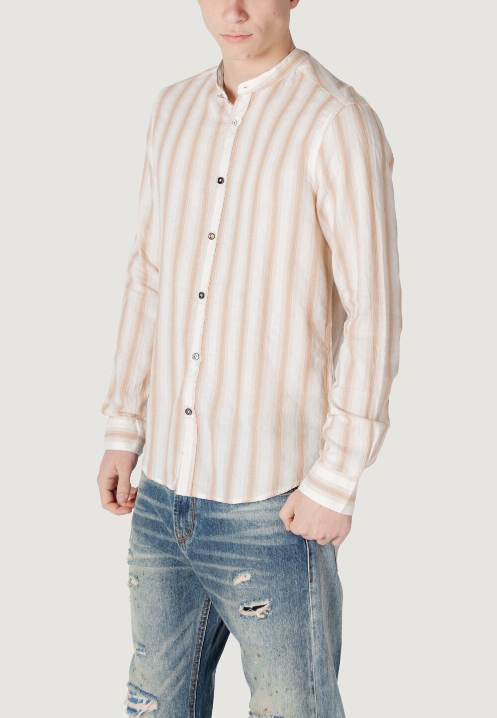 Camicia manica lunga Gianni Lupo Beige - Foto 4